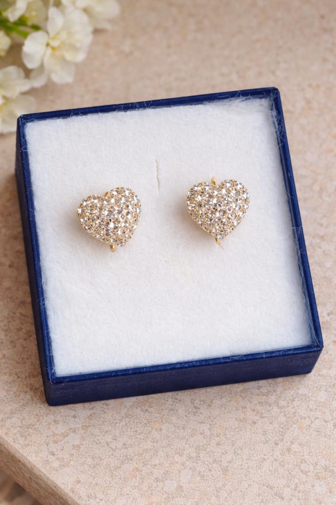 Boucles d'oreilles en forme de cœur - Swarovski, Puces ou Clous, Enlèvement ou Envoi, Comme neuf, Avec strass