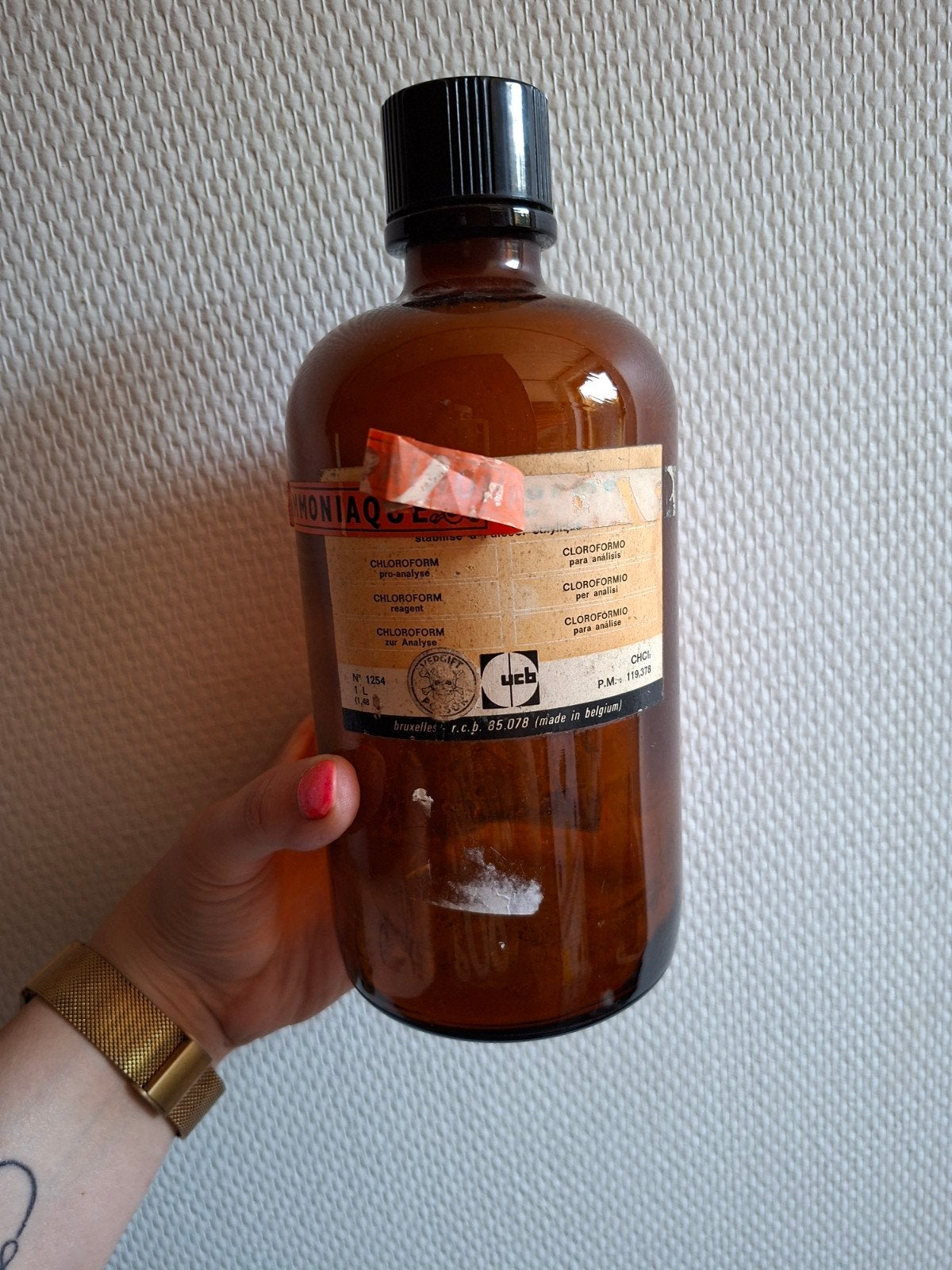 Ancien flacon de laboratoire en verre ambré 1 L –, Antiquités & Art, Antiquités | Verre & Cristal, Enlèvement