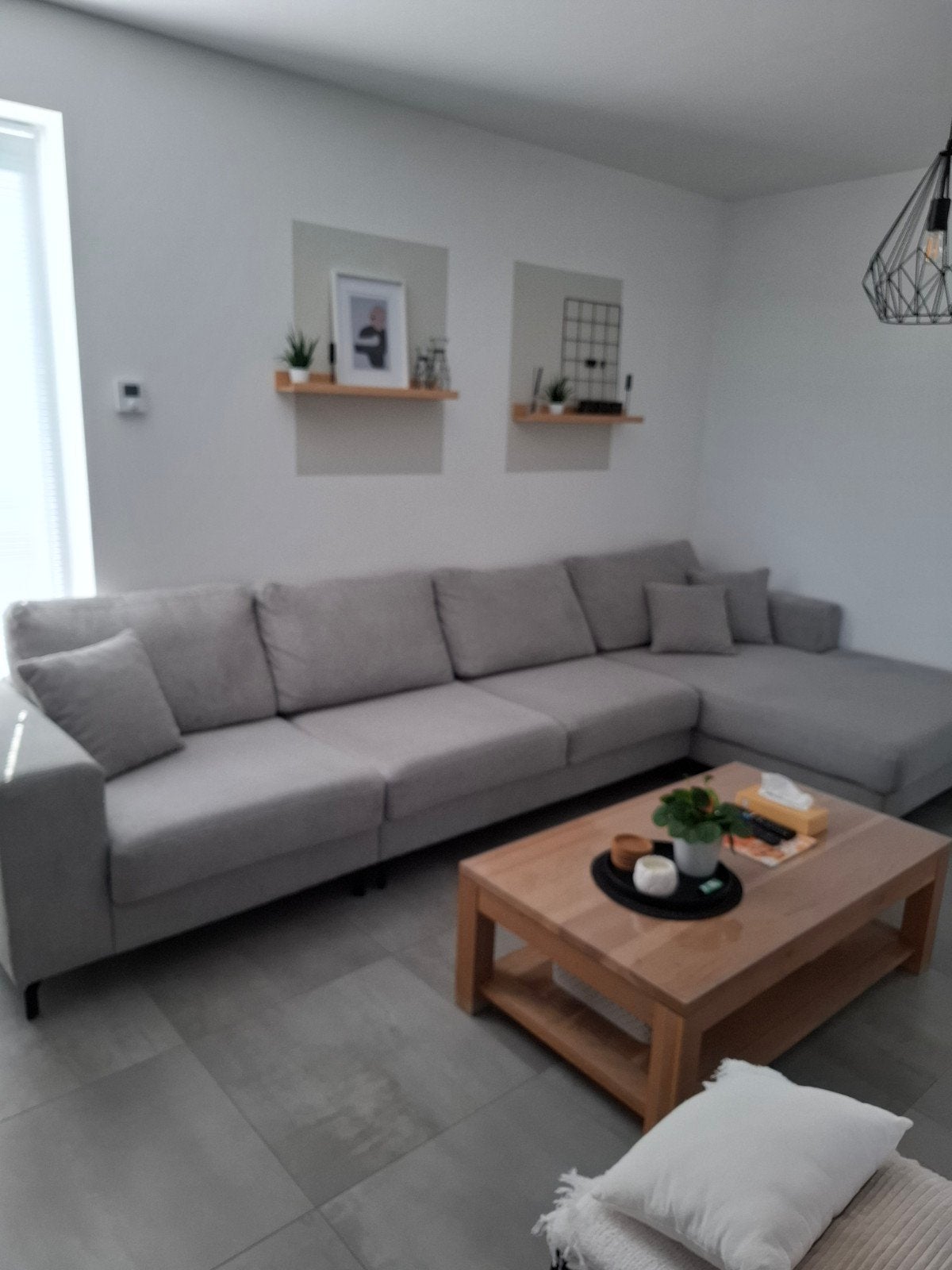 grote hoeksalon , kleur lichtgrijs, Ophalen, Gebruikt, Stof, Modern, Scandinavisch