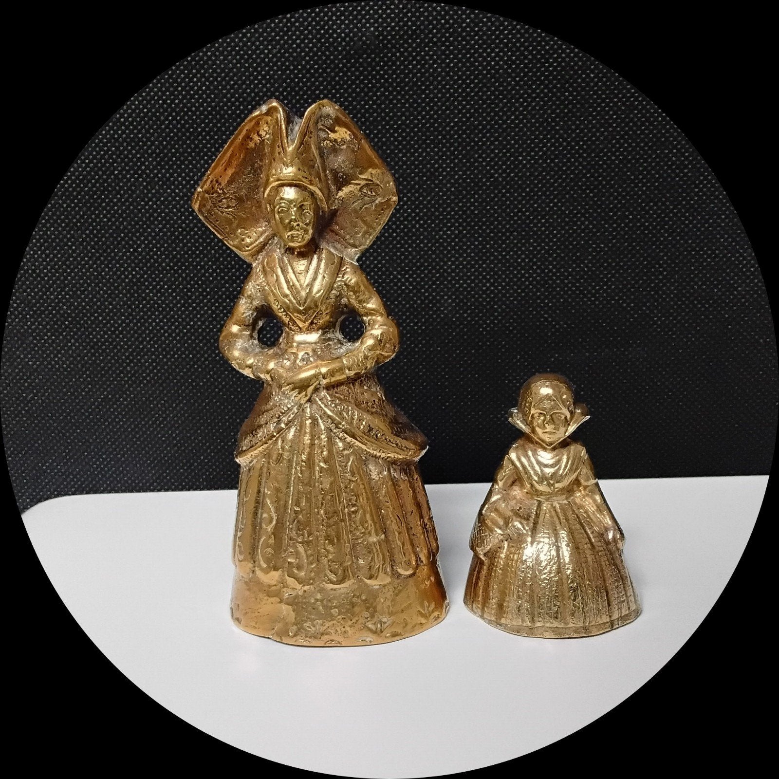 Set massief messing bellen (Hofdame & Dutch maid 1850-1920), Antiek en Kunst, Ophalen of Verzenden, Koper
