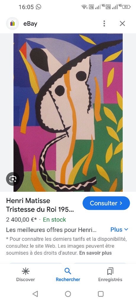 originele lithografie van Henri Matisse, Ophalen