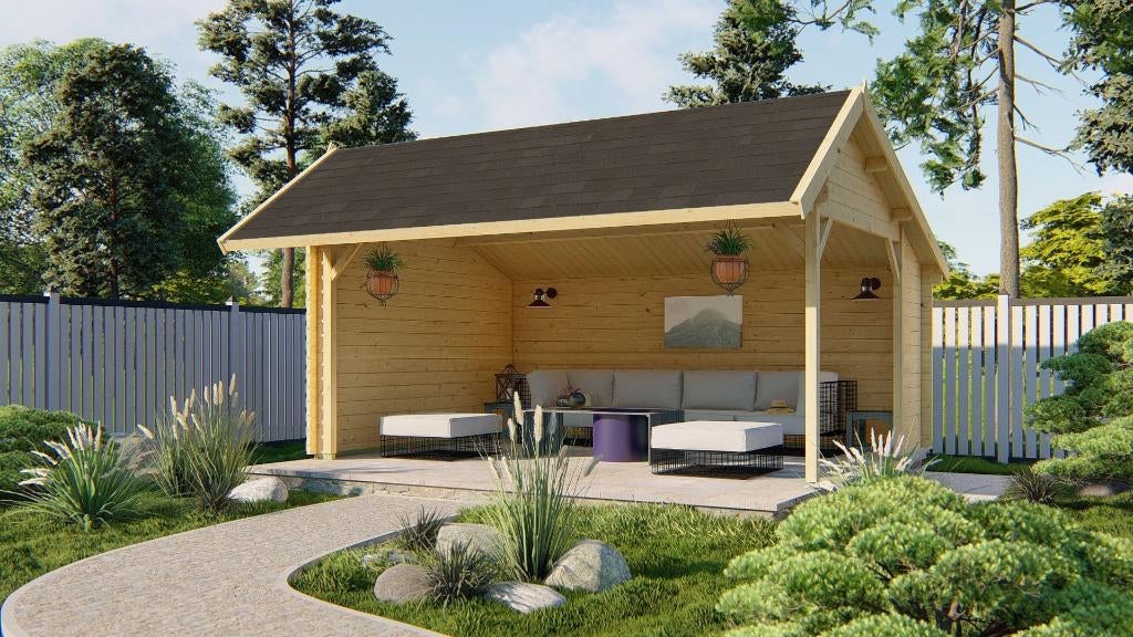 Blokhut - Tuinhuis Thüringen | 44 mm | vuren onbehandeld, Hobby en Vrije tijd, Overige Hobby en Vrije tijd, Nieuw, Verzenden