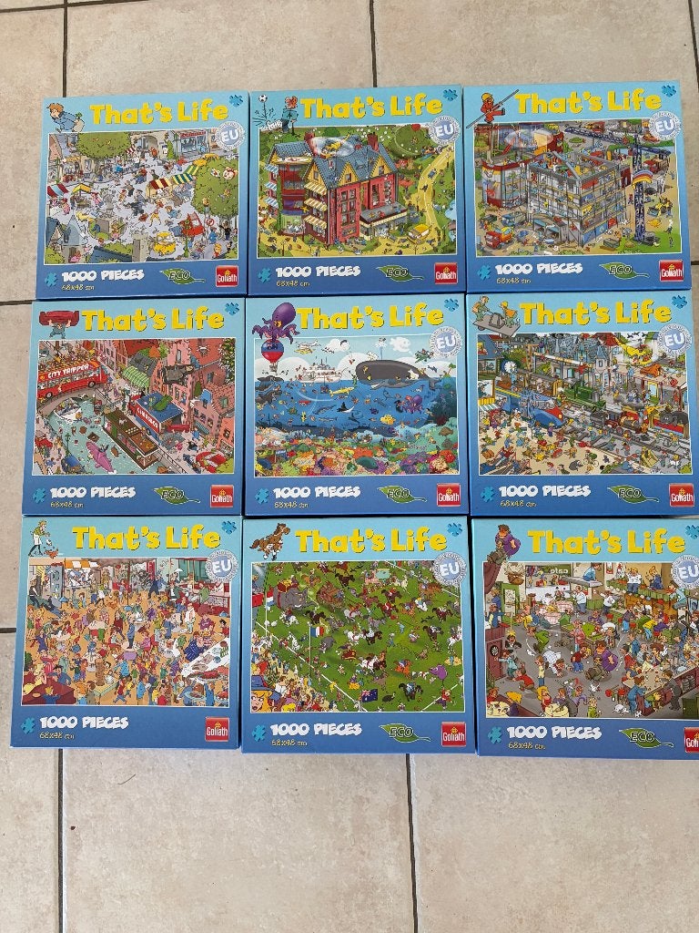 That's Life 1000 stuks (9 puzzels), Hobby en Vrije tijd, Ophalen, 500 t/m 1500 stukjes, Zo goed als nieuw, Legpuzzel