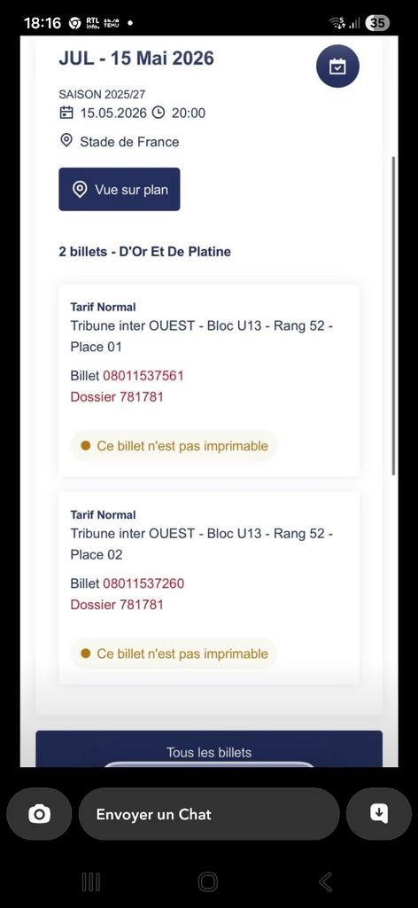 2 place de concert de jul, Tickets & Billets