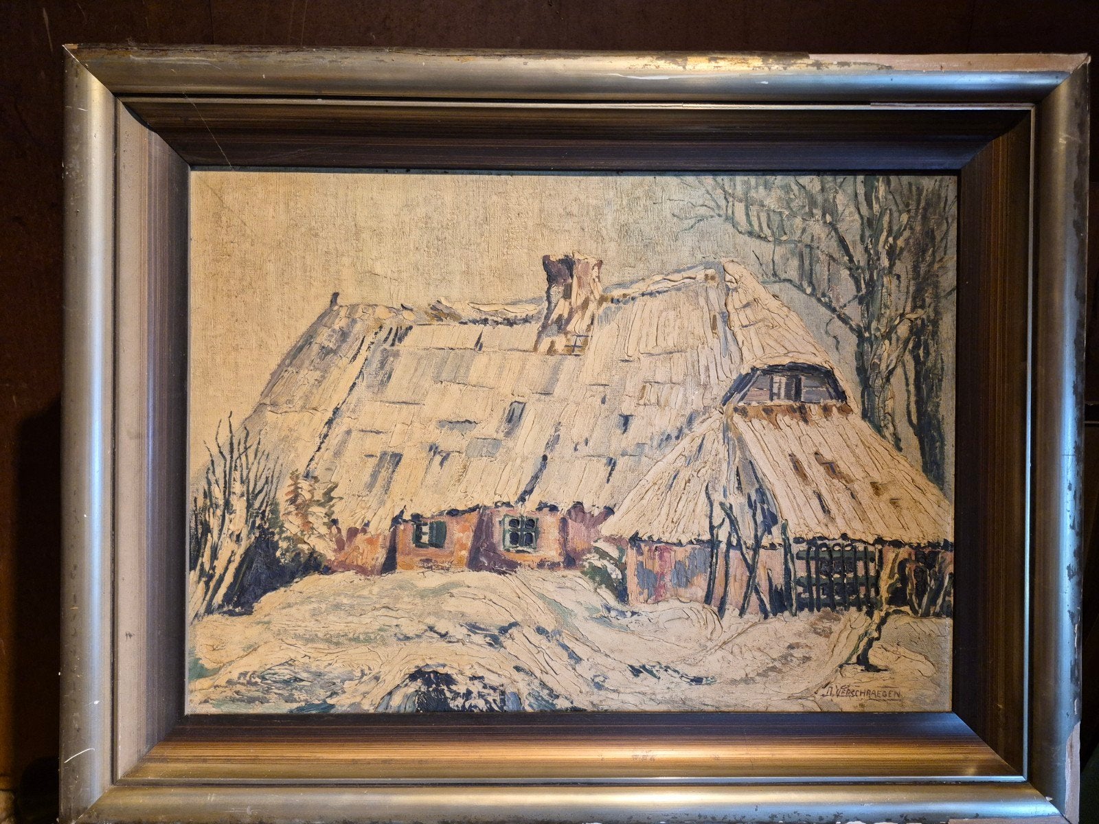 Origineel Olieverfschilderij J. Verschraegen (1928) – "Oude, Antiek en Kunst, Ophalen, Gesigneerd, Doek