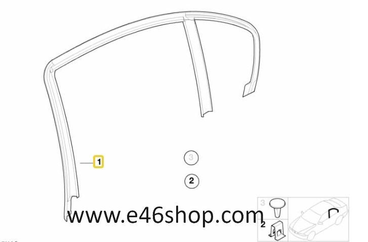 BMW E46 SEDAN DEURLIJST RECHTS ACHTER OEM 51348222414 NIEUW, Neuf, -, -, Enlèvement ou Envoi