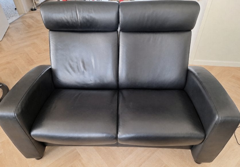Stressless lederen 2-zitszetel met dubbele relaxfunctie, Maison & Meubles, Canapés | Salons, 100 à 125 cm, Moins de 150 cm, Banc droit
