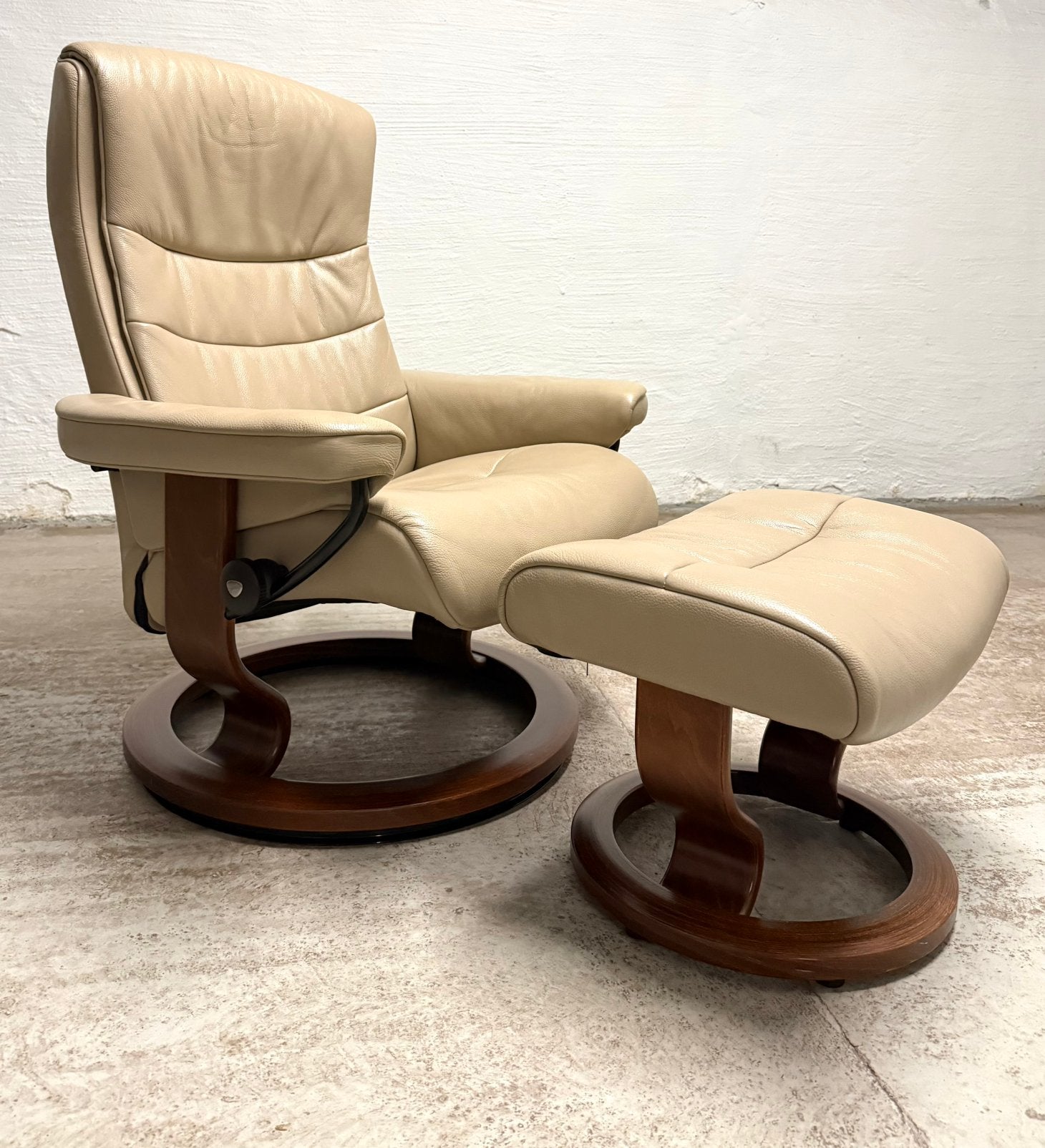 Design Fauteuil Stressless Nordic | Beige | Nieuwstaat, Huis en Inrichting, Fauteuils, 75 tot 100 cm, Zo goed als nieuw, 50 tot 75 cm