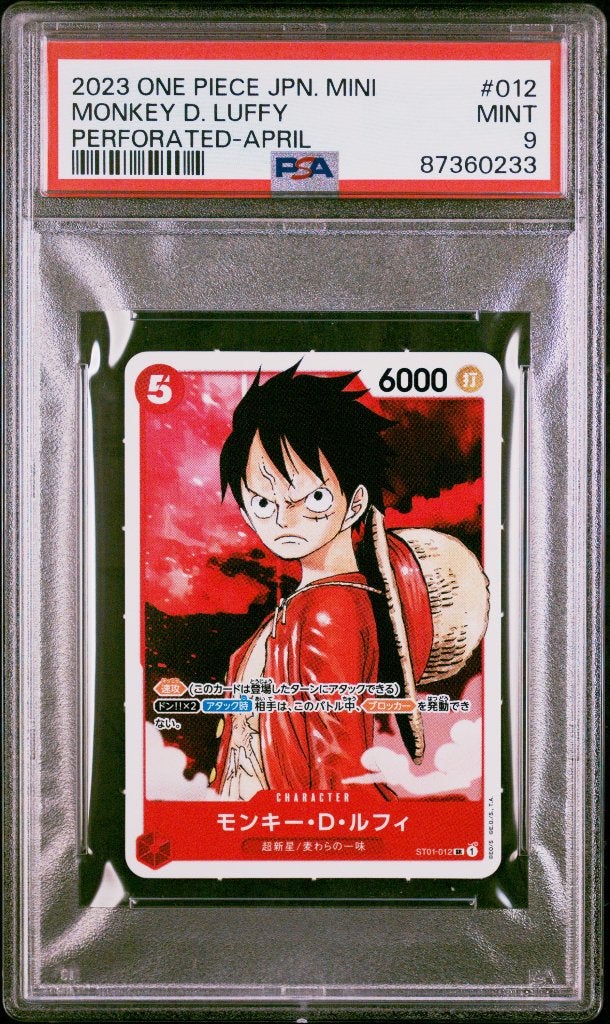 ONE PIECE JUMP MINI PROMO MONKEY D. LUFFY PERFORATED PSA 9, Enlèvement ou Envoi, Neuf, Cartes en vrac