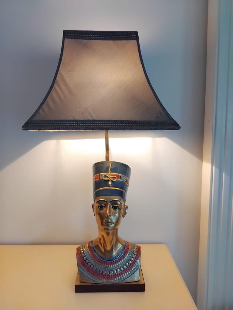 Lampes Nefertiti et Pharaon + miroir baroque, Antiek en Kunst, Ophalen