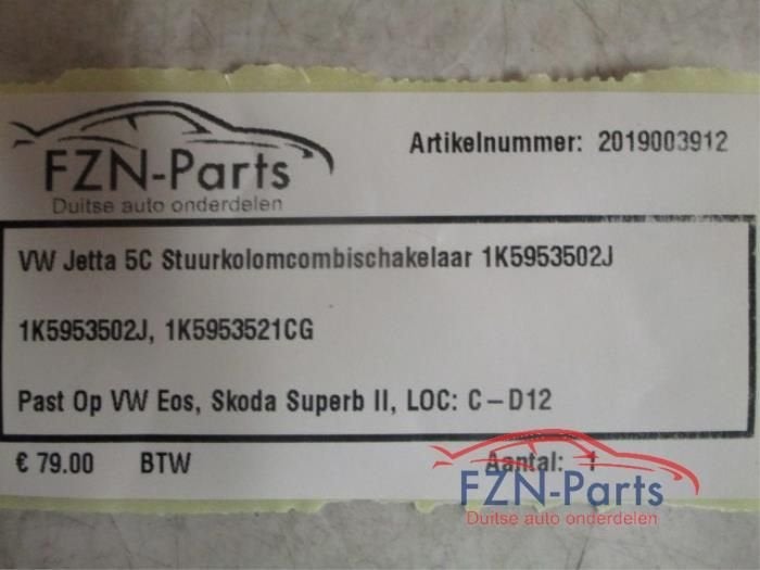 Combischakelaar Stuurkolom Volkswagen Jetta (22733274), Enlèvement ou Envoi, Utilisé