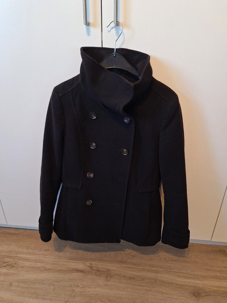 Zwarte stoffen damesjas maat 40, Kleding | Dames, Jassen | Winter, Ophalen, Maat 38/40 (M)