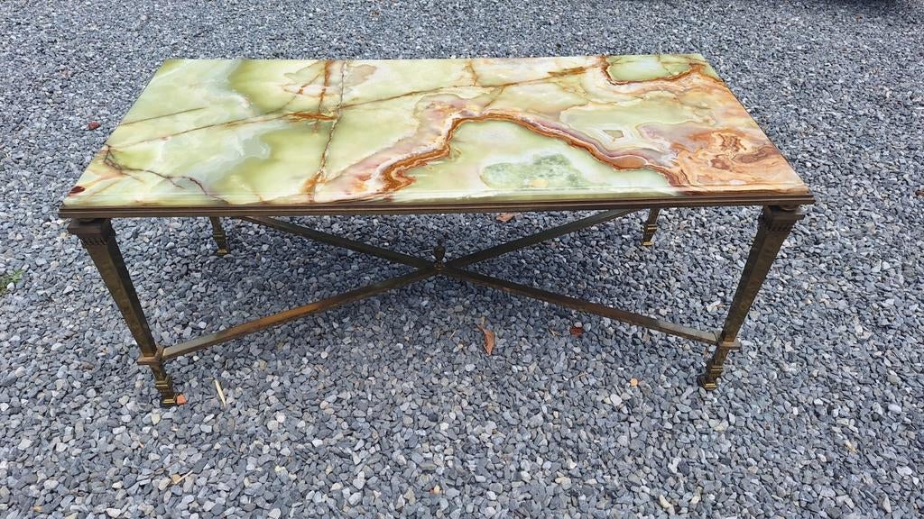 Table Basse d'Exception - Plateau Onyx & Piétement Laiton St, Enlèvement