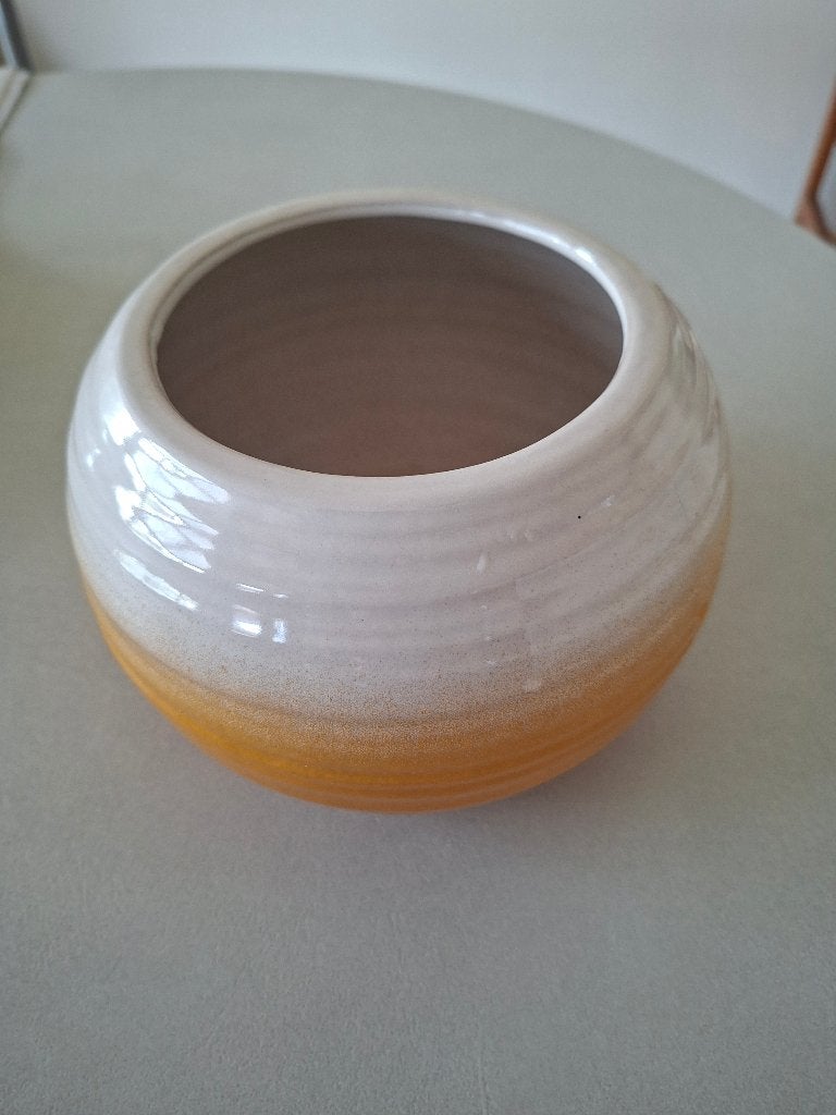 Bloempot Céline De Lys. Wit/oranje, Moins de 25 cm, Comme neuf, Enlèvement, Moins de 40 cm