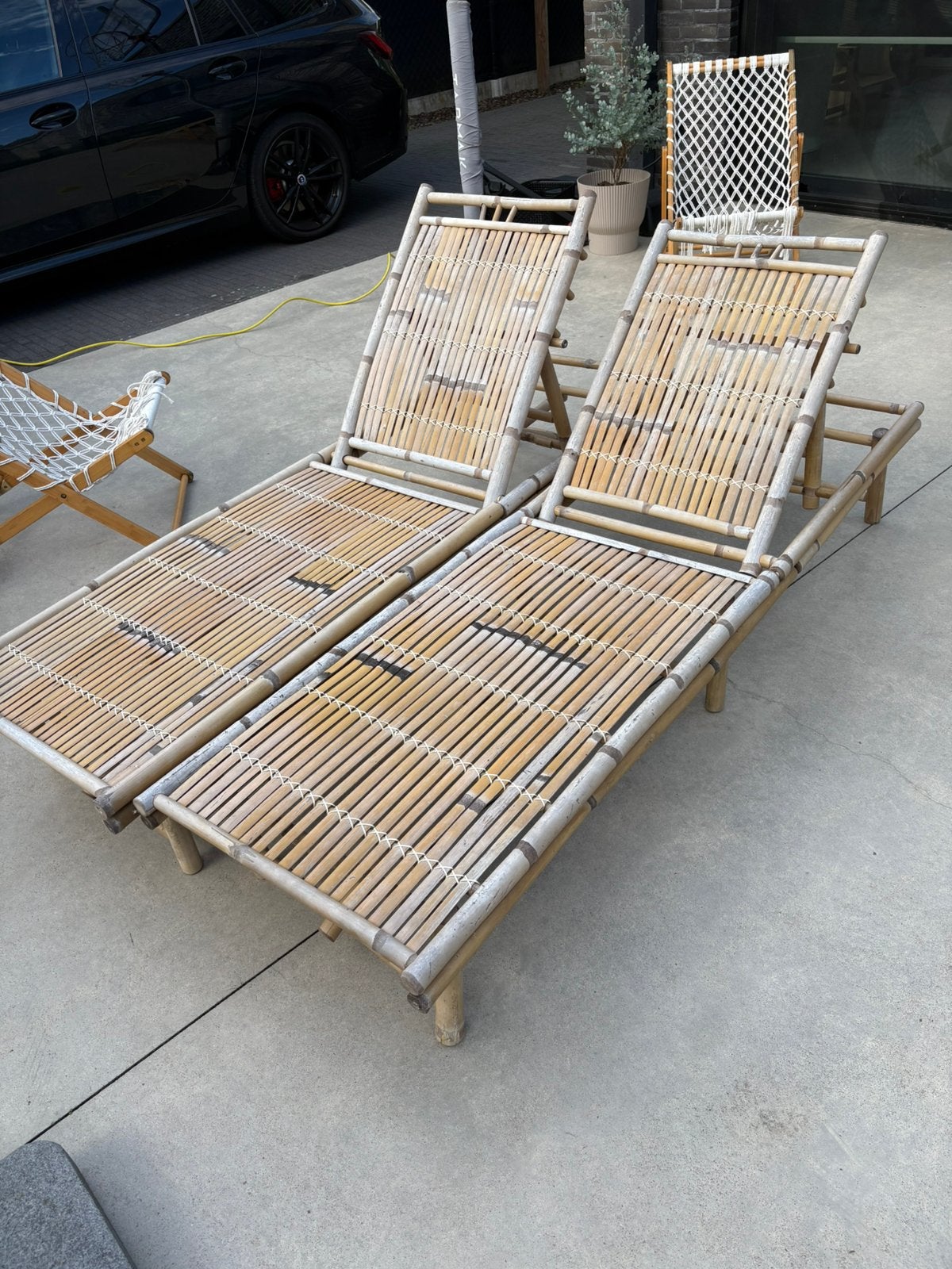 Set van 2 vidaXL bamboe ligstoelen / tuinstoelen, Ophalen, Inklapbaar