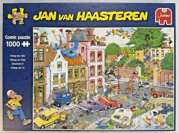 Jan van Haasteren Puzzel 1000 st. Vrijdag de 13de compleet, Verzenden, 500 t/m 1500 stukjes, Zo goed als nieuw, Legpuzzel