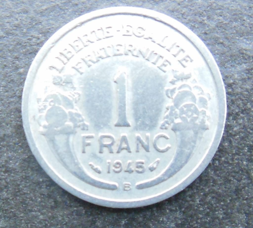 FRANCE 1945 1 franc Morlon "B", Envoi, France, Monnaie en vrac