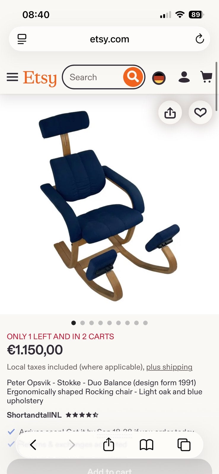 Stokke stoel met rugleuning, Huis en Inrichting, Ophalen, Zo goed als nieuw