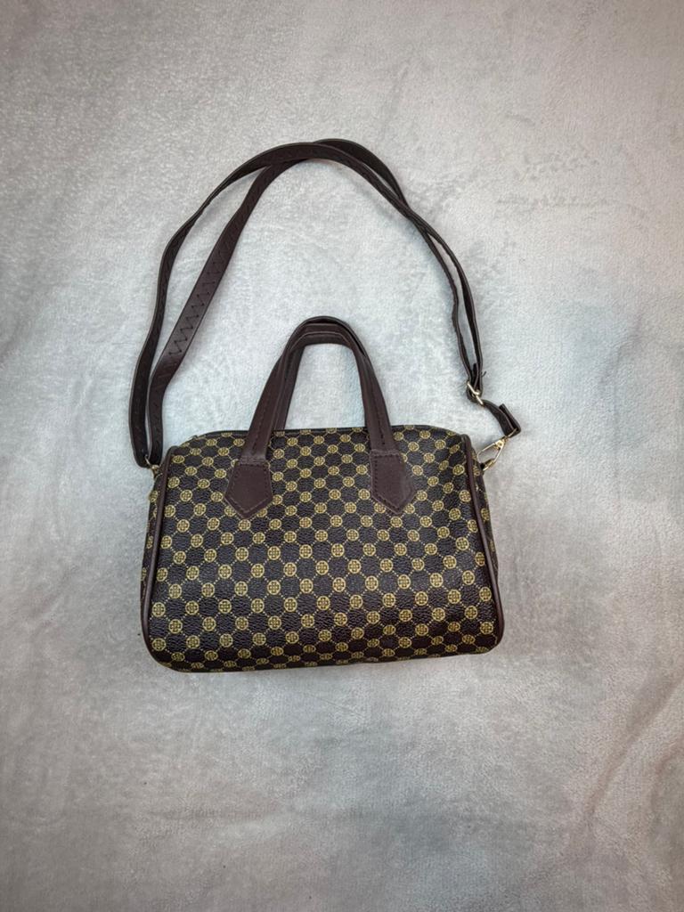 Sac à main style bowling en simili cuir, Enlèvement ou Envoi, Comme neuf, Brun, Sac à main