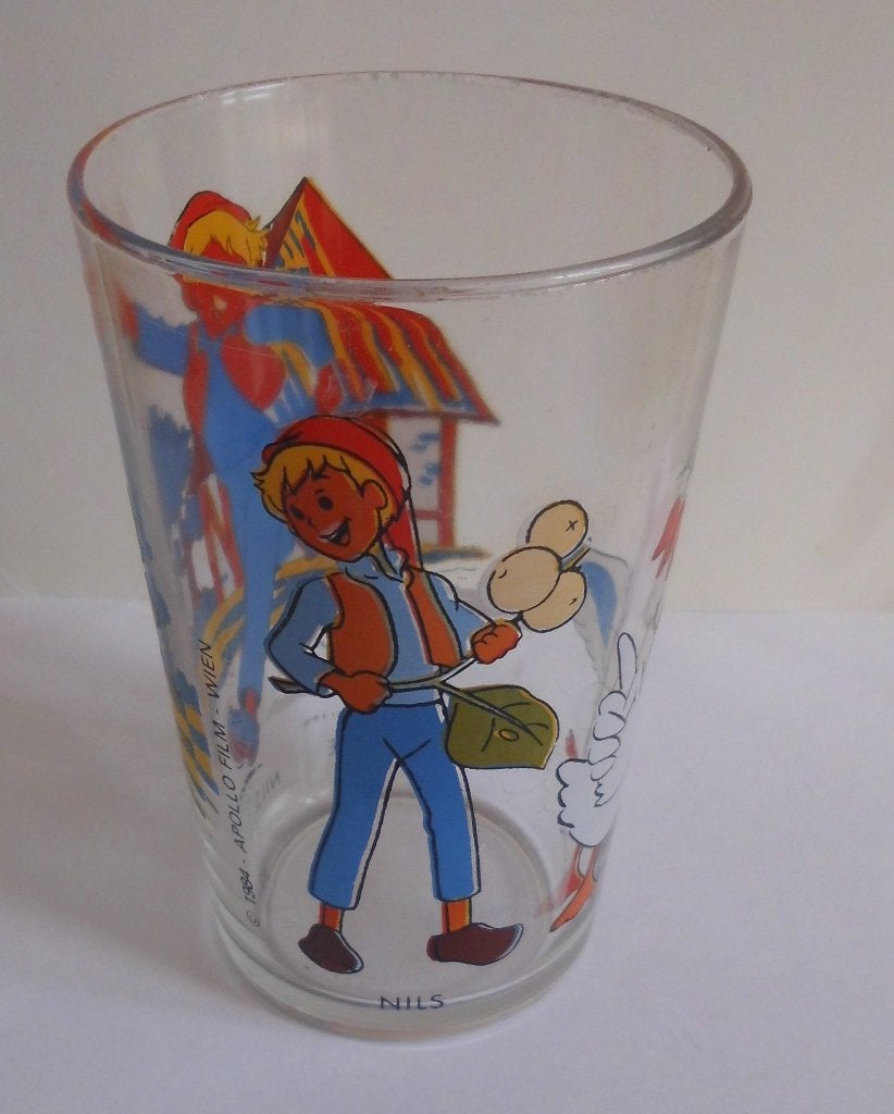 Cartoon met 3 glazen NILS HOLGERSSON 1984, Ophalen of Verzenden, Zo goed als nieuw, Waterglas
