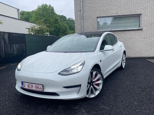 Tesla Model 3 75 kWh Performance Dual Motor, Auto's, Automaat, Wit, Leder, Elektrisch