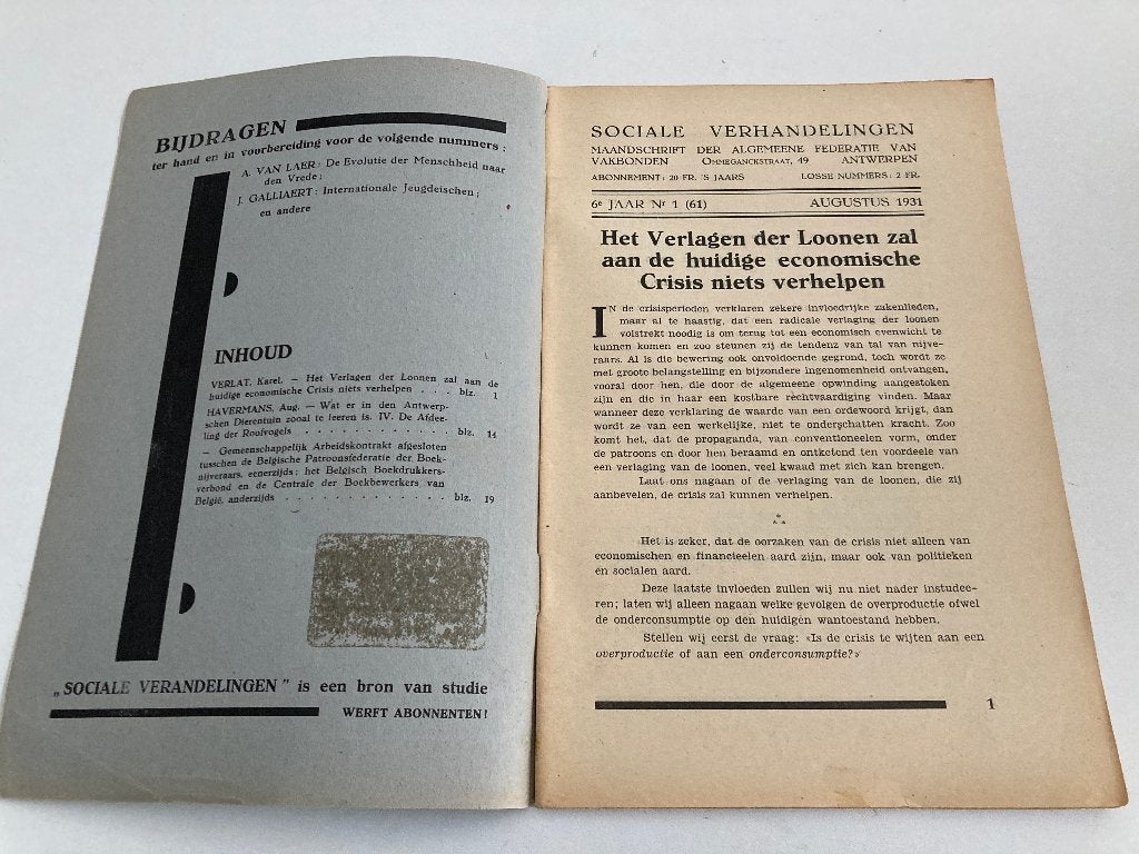 Antwerpen : " Soc. Verhandelingen " aug. 1931 Dierentuin, Boeken, Diverse auteurs, Ophalen of Verzenden, 20e eeuw of later, Gelezen