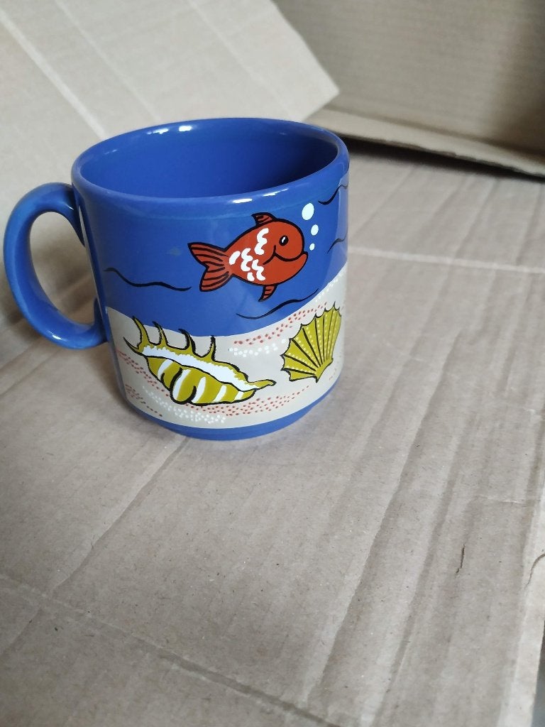 nieuwe mokken thema zee met visjes , schelpen, Ophalen of Verzenden, Nieuw