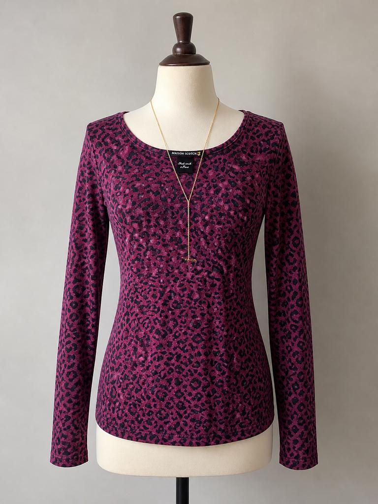 Blouse Maison Scotch léopard rose framboise chic & original, Ophalen of Verzenden, Zo goed als nieuw, Maat 36 (S), Overige kleuren