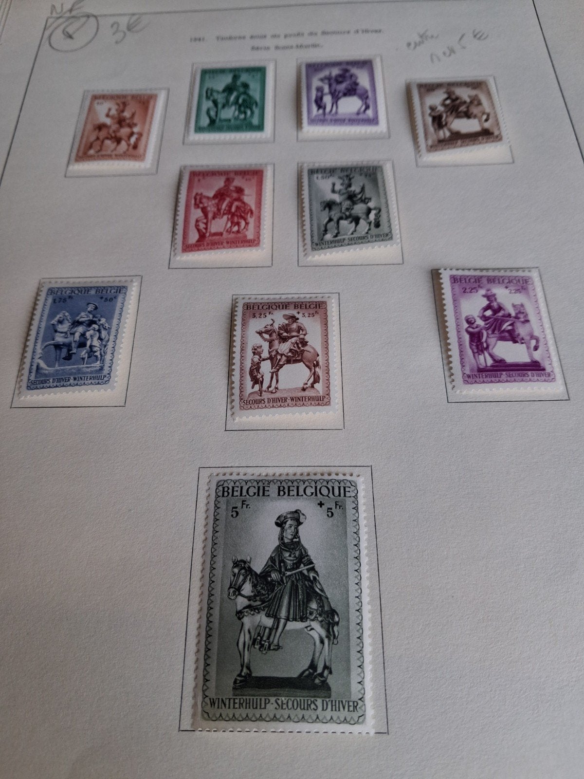 1941 timbres belges COB 583 à 592, Enlèvement ou Envoi