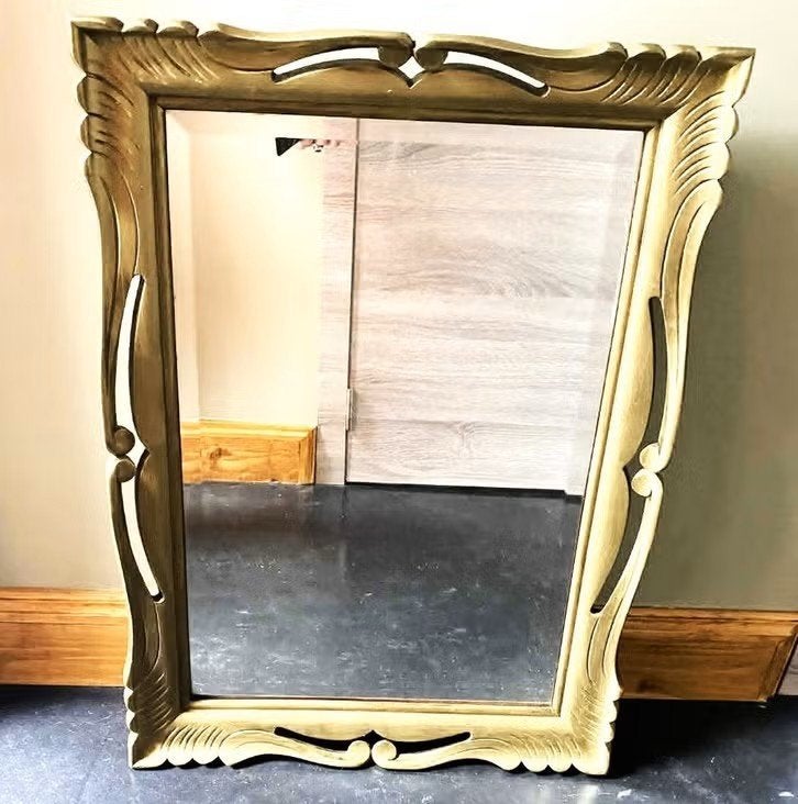 Magnifique ancien miroir biseauté en bois 70cm, Enlèvement ou Envoi