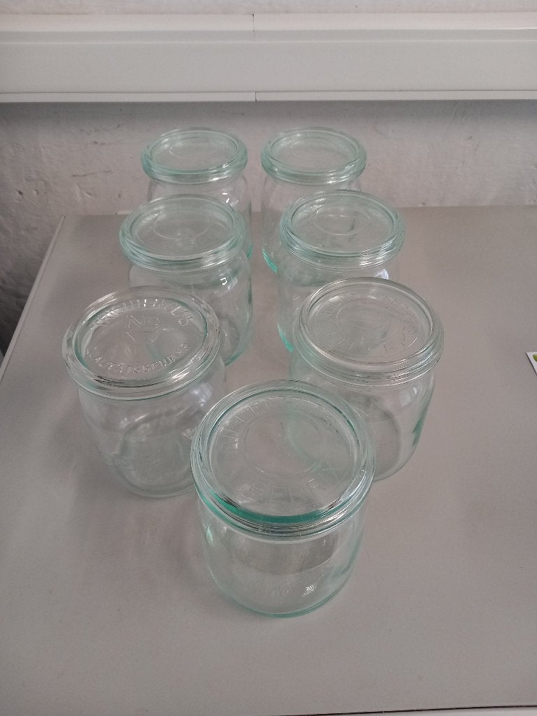 Bocaux en verre "Rillenglas" (conserve, batch cooking), Maison & Meubles, Enlèvement, Comme neuf, Verre