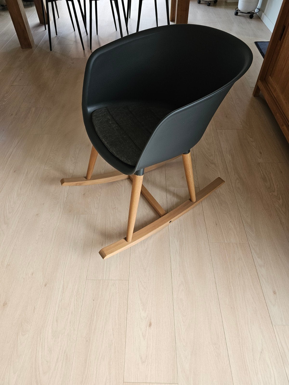 Schommelstoel hout/grijs zwart, Ophalen, Grijs, Hout