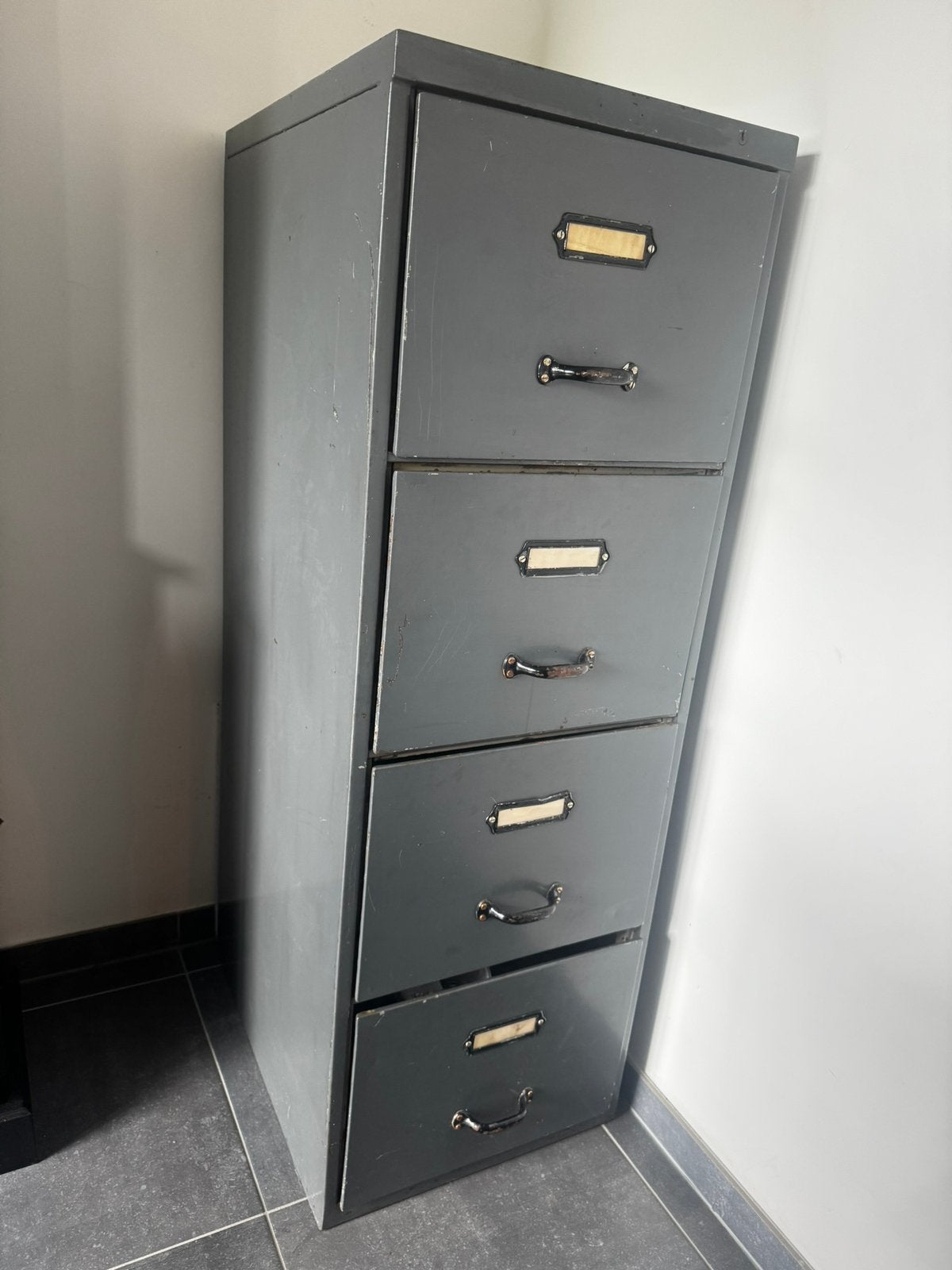 Vintage metalen archiefkast / ladekast – industrieel, Huis en Inrichting, Ophalen, Gebruikt