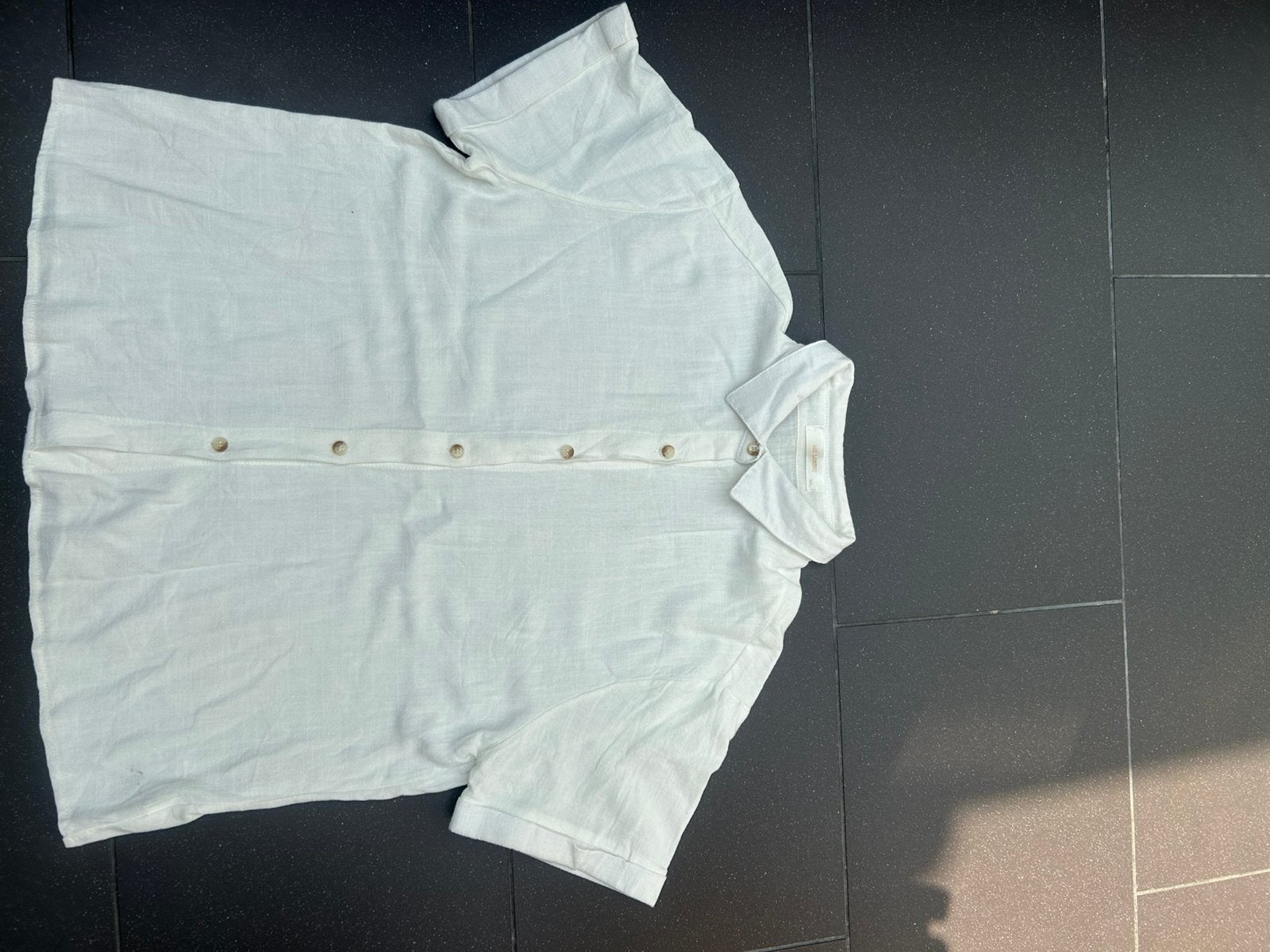 wit linnen shirt met korte mouwen | dames, Ophalen, Zo goed als nieuw, Wit