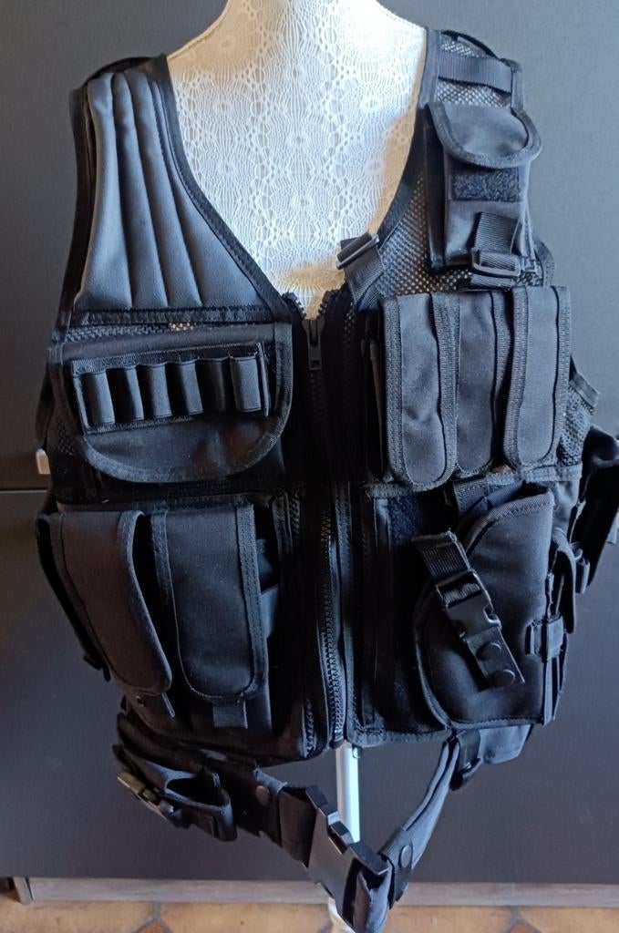 Gillet tactic airsoft,chasse,, Enlèvement ou Envoi, Noir