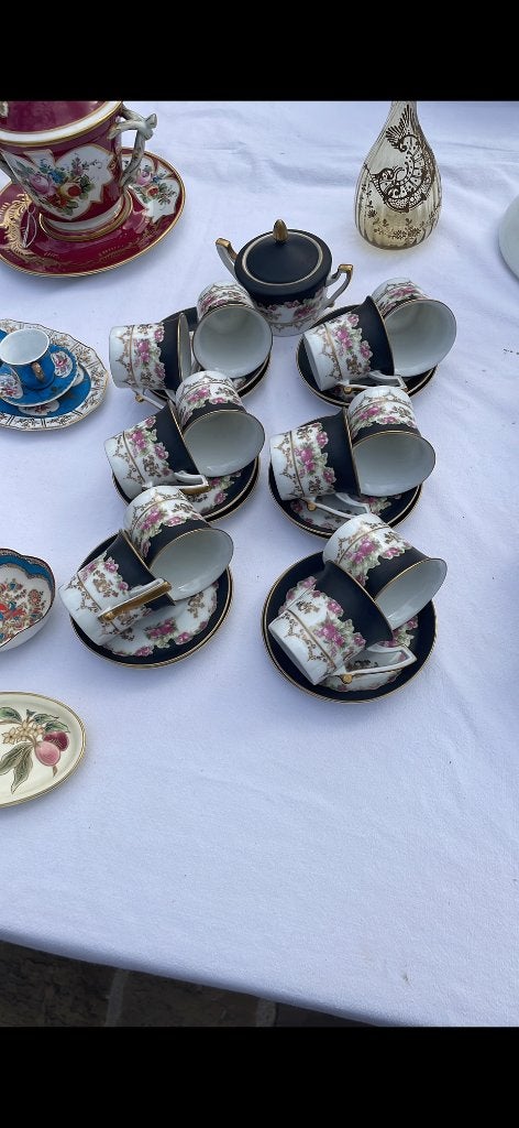 12 tasses et sous tasses moka et sucrier porcelaine Bavaria, Ophalen of Verzenden