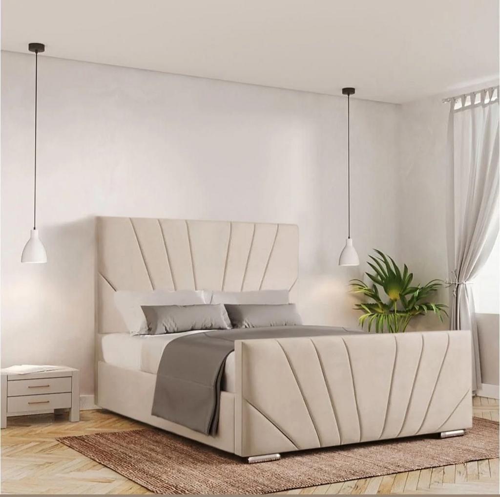 Tête de lit luxueuse Sunrise Boxspring 160x200 en velours •, Neuf, Deux personnes, 160 cm, Envoi