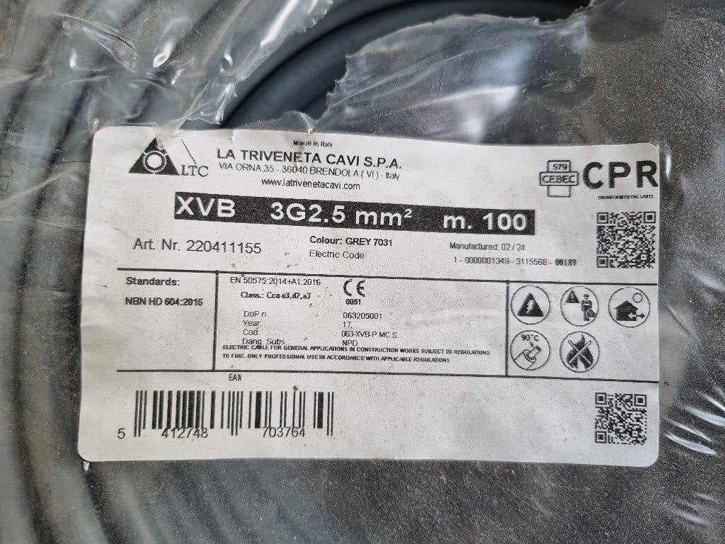 100m XVB 3G2,5, Doe-het-zelf en Bouw, Elektriciteit en Kabels, Ophalen of Verzenden, Nieuw, Kabel of Snoer
