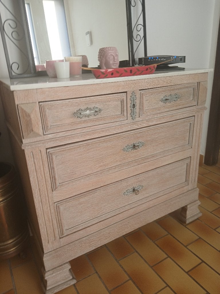 ANCIENNE COMMODE AVEC PLAQUE EN MARBRE, Enlèvement