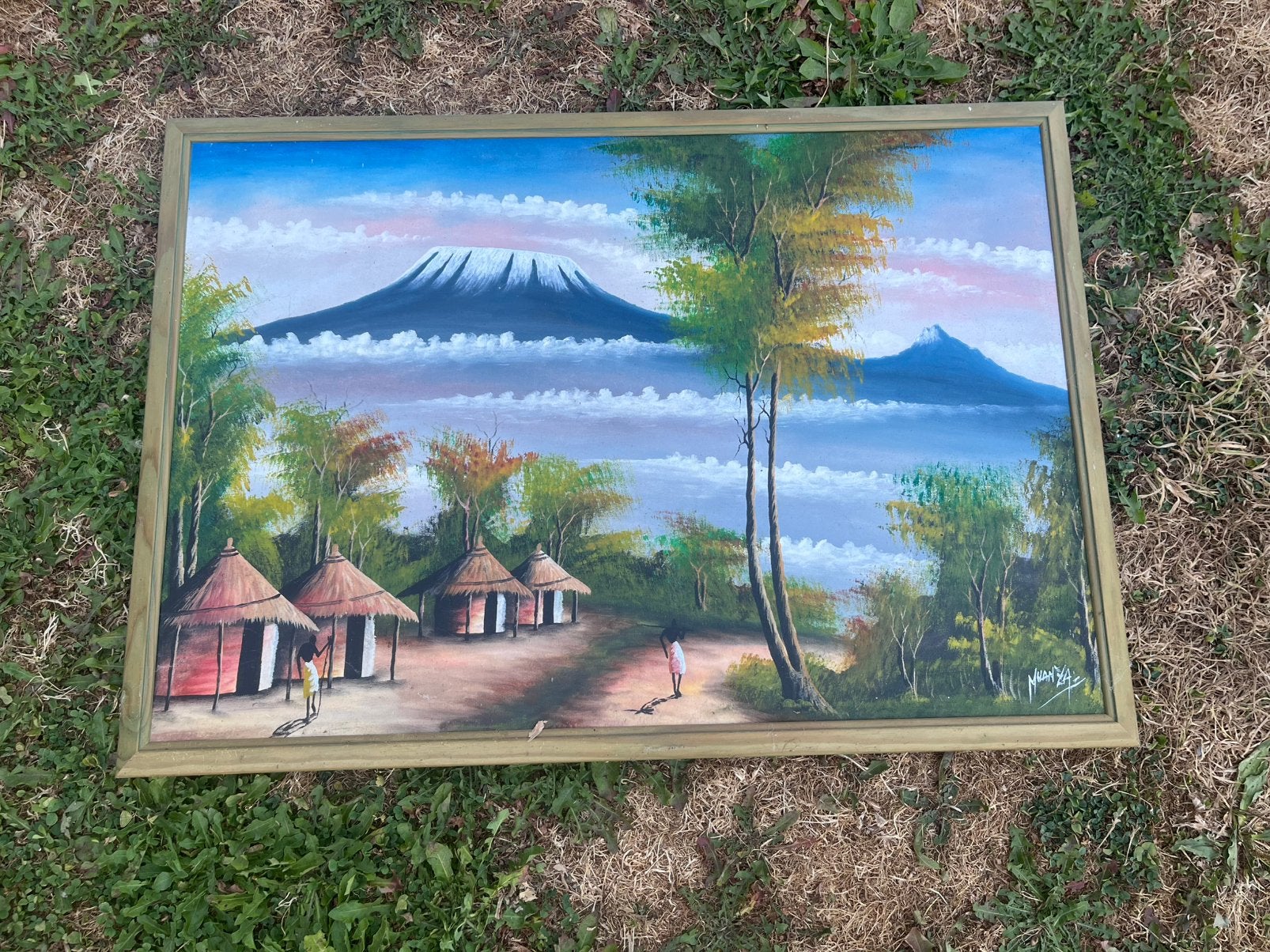 Afrikaans schilderij in kader, Enlèvement