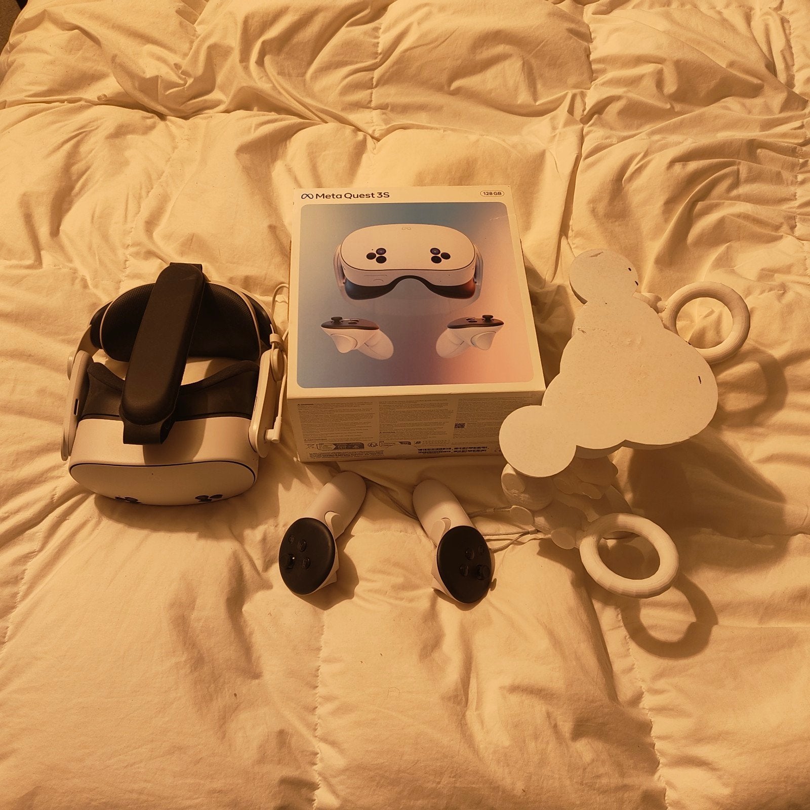 Meta Quest 3S (128 GB) VR-bril + Vortex Elite Strap & Robot, Games en Spelcomputers, Ophalen of Verzenden, Zo goed als nieuw, VR-bril