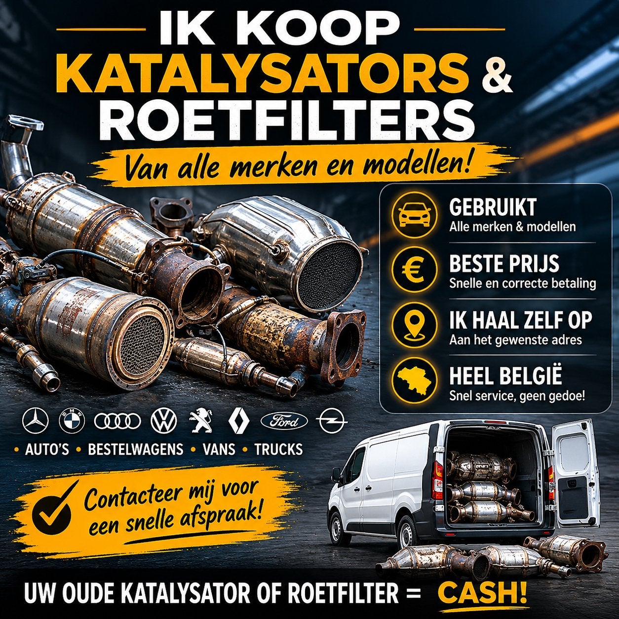 KATALYSATORS / ROETFILTERS VOOR TEKOOP? Wij betalen direct !, Ophalen, Gebruikt, Overige automerken