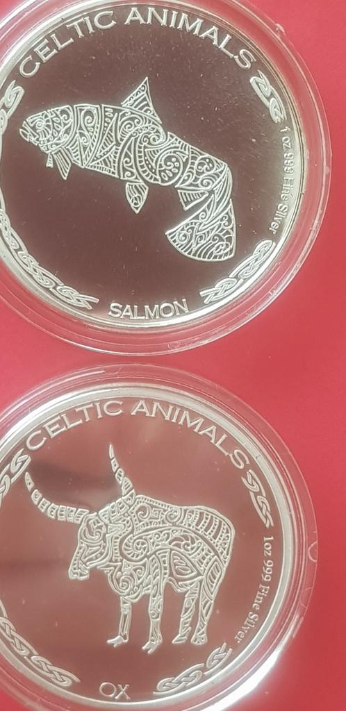 Volledige set 8 coins van 1 oz Tsjaad , Celtic Animals, Postzegels en Munten, Edelmetalen en Baren, Ophalen of Verzenden, Zilver