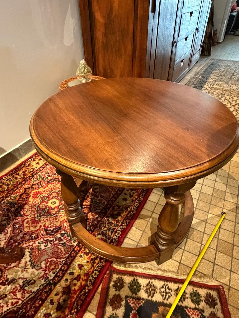 Klassieke ronde eiken salontafel / bijzettafel (Ø 60 cm) –, Gebruikt, Rond, 55 tot 75 cm, Hout