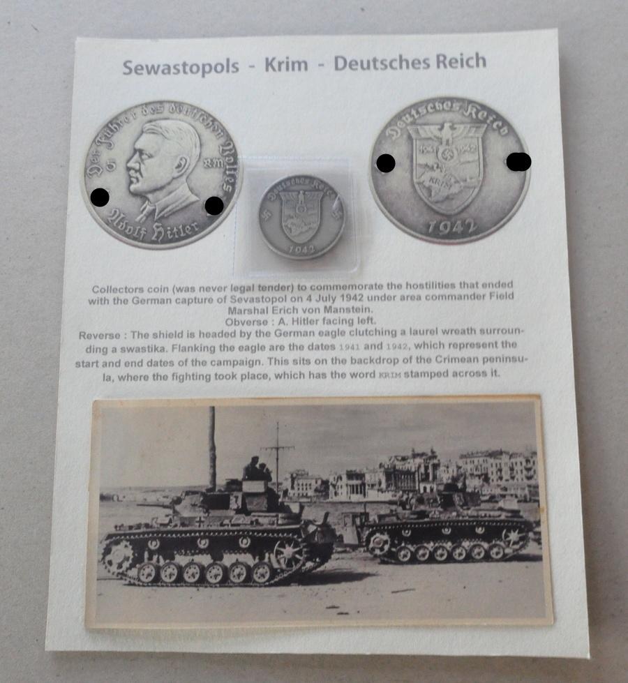 Médaille du Sébastopol de Crimée en 1942., Collections, Objets militaires | Seconde Guerre mondiale, Armée de terre, Envoi