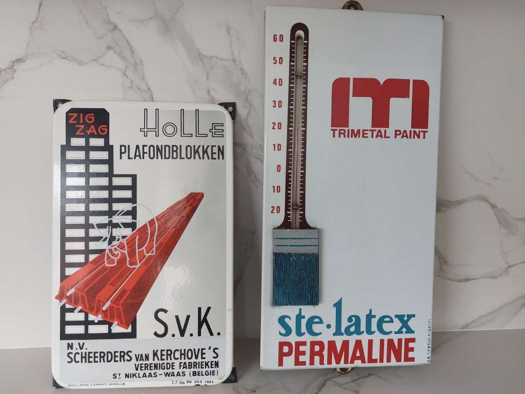 emaille borden, Verzamelen, Ophalen, Gebruikt, Reclamebord