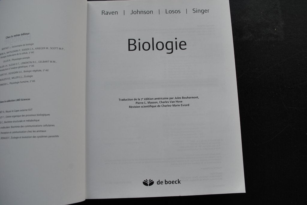 BIOLOGIE RAVEN JOHNSON LOSOS SINGER DE BOECK 1è Edition 2007, Enlèvement ou Envoi, Autres niveaux, Utilisé, RAVEN JOHNSON LOSOS SINGER