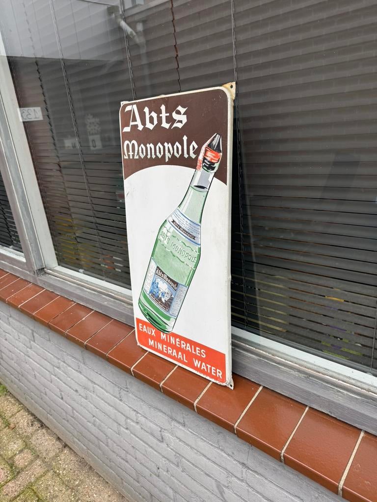 Abts Monopole oud reclamebord, Ophalen of Verzenden, Gebruikt, Reclamebord