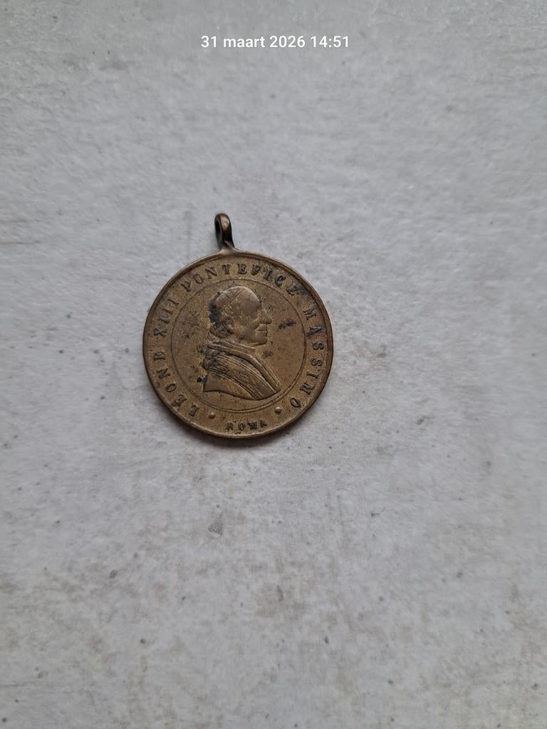 Antiek hanger paus Leo XIII, Postzegels en Munten, Penningen en Medailles, Ophalen of Verzenden