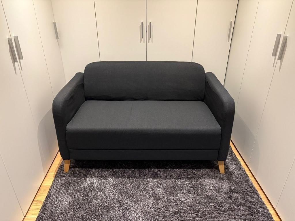 2-zitsbank „Linanäs” Ikea, antracietgrijs, Ophalen, Gebruikt, Rechte bank, Stof